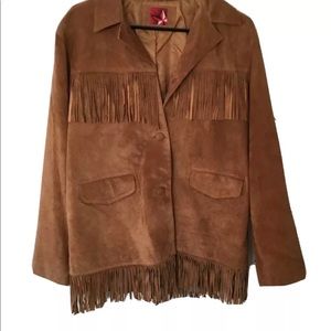 Womens Leather Fringe Jacket Size XL